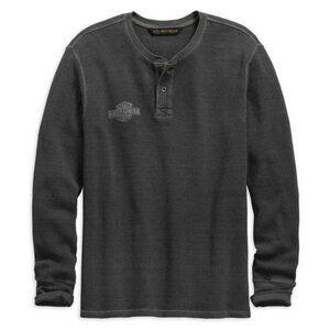 Harley Davidson - Men's Washed Waffle Knit Slim Fit Henley Shirt (Size 2XL)